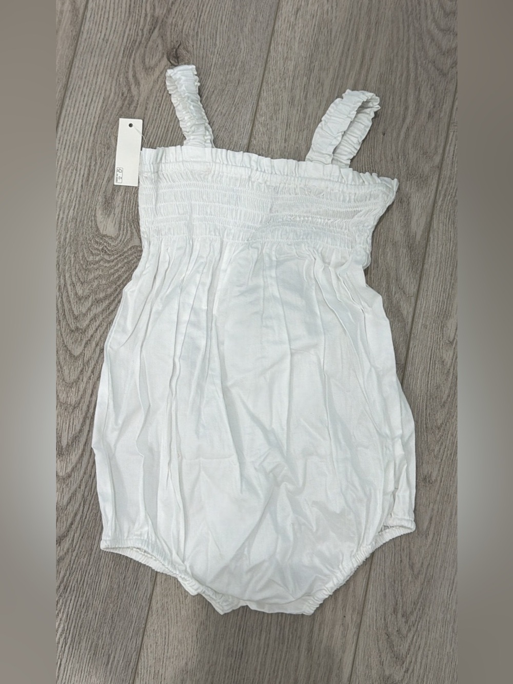 White Ruffled Strap Baby One-Piece Romper
